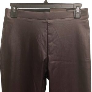 Brown Faux Leather Pull On Skinny Leggings